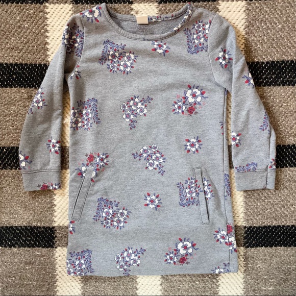 Old Navy Kids Floral Sweatshirt Dress Pockets Size 4 - Picture 4 of 7